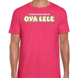 Bellatio Decorations Verkleed T-shirt voor heren - Oya lele - roze - carnaval - foute party S