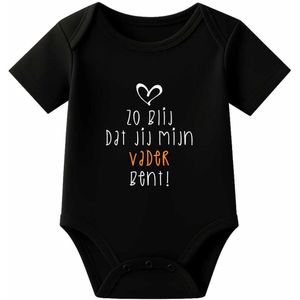 Go Mama - Romper Zo blij dat jij mijn vader bent!, 12-18 mnd, zwart, korte mouw