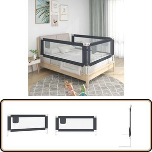 vidaXL Bedhekje Peuter 200x25 cm - Donkergrijs Kinderbed Hek - Bedbeveiliging - Kindveiligheid - Peuterbedhek - Bedrand