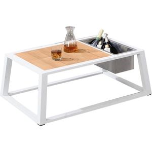 York lounge tuintafel met wijnkoeler 110x75xH41 cm aluminium wit teak