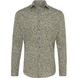 Tresanti Heren Overhemd Groen All-over Bloem Print Cutaway Tailored Fit - 45