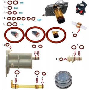 Pakkingen - reparatieset - oring - O-ring - DELONGHI - Past voornamelijk op Delonghi koffiemachines, maar ook op bepaalde AEG- en Philips-modellen - SERVICE KIT + vet voor de regeneratie van de koffiemachine - 16 stuks pakking 1 stuks vet 5ml.