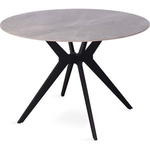 Eetkamertafel Jody Grijs - Metaal Steen - Rond - 110x110 - Hoogte 75.5 cm