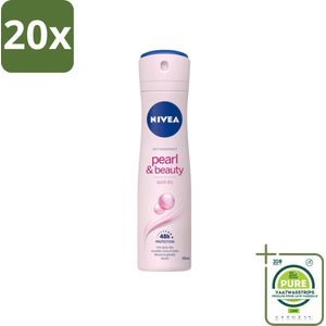 20 x NIVEA – Deodorant Spray – Pearl & Beauty – 150 ml - Grootverpakking - Deodorant Spray - Okselhuid Verzorging - Parelextracten - Huidvriendelijk - 48 Uur Bescherming