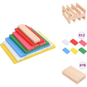 vidaXL houten bouwblokken - 78 natuurlijke en 72 kleurrijke blokken - opbergkoffer - massief grenenhout - 10 x 2 cm - Badkamermeubel