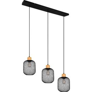LED Hanglamp - Torna Kalim - E27 Fitting - 3-lichts - Rechthoek - Mat Zwart - Aluminium