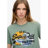 Superdry - Tokyo Relaxed T-shirt - Groen - Katoen - Grafische Print