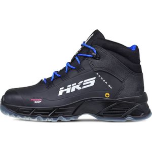 HKS CPO 50 S3 werkschoenen - veiligheidsschoenen - safety shoes - hoog - heren - antislip - ESD - lichtgewicht - Vegan - zwart/blauw - maat 47
