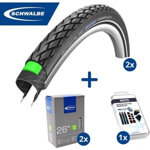 Fietsband - Schwalbe - Buiten- & binnenbanden (2x2 stuks) - Marathon G-Guard & AV12 - 26 inch x 1 1/4 - 27.5 inch x 1.75 - 40 mm - Met plaksetje