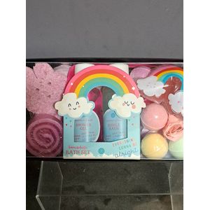 geschenk set kinderen - bad set bruisballen - bad parels - zeeproosjes - rainbow