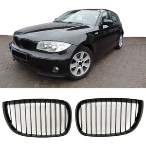 Sportieve Grille geschikt voor BMW 1-Serie E87 2004-2007 enkele spijl glans zwart