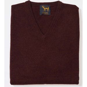 Osborne Knitwear Trui met V hals - Sweater heren in Lamswol - Pullover Heren - Raisin - L