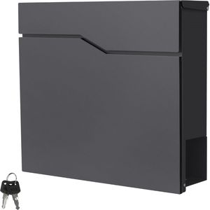 Brievenbus met krantenvak 37x11x37 cm antraciet roestvrij staal ML-Design