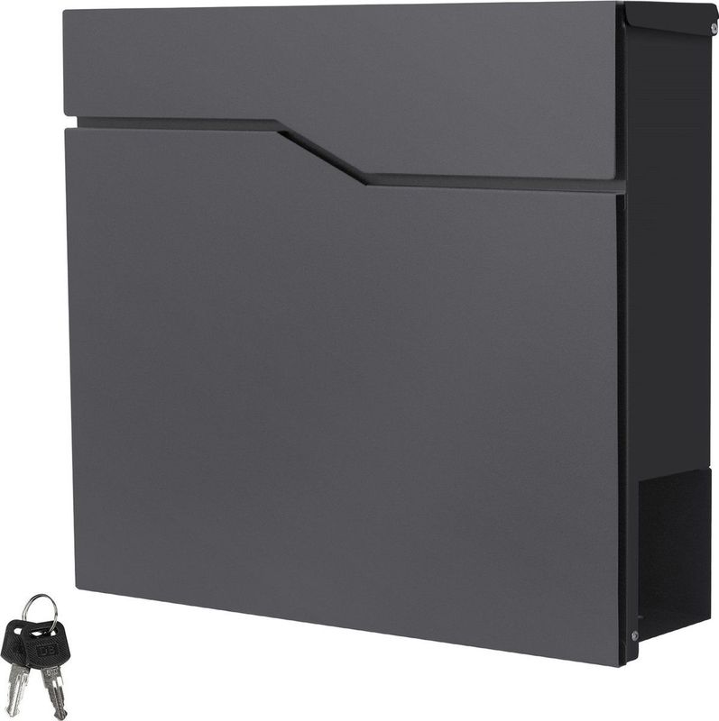 Brievenbus met krantenvak 37x11x37 cm antraciet roestvrij staal ML-Design