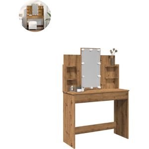 Kaptafel met spiegel - Make up tafel - Make up - Toilettafel - Met lades - Artisanaal Eiken