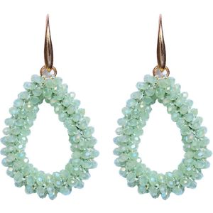 Lajetti - Druppel Oorbel Mintgroen - Dames Oorbellen - Beaded Earrings