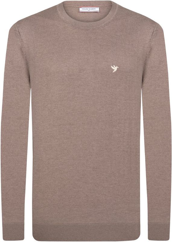 Felix Hardy - Classic Crew Neck Knit Sweater - Bruin - 100% Katoen - Heren