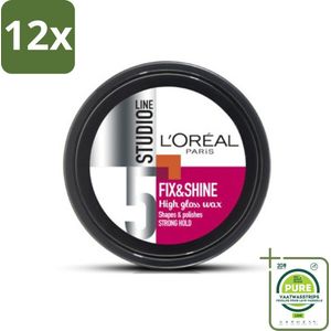 L'Oréal Studio Line Fix & Shine Shining Wax 75 ml - Voordeelverpakking - 12 stuks - Haar wax - Styling wax