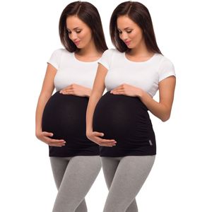 Be Mammy Dames Zwangerschapsbuikband - Zwanger - Viscose - 2Pack - BE-Band-2Pack-04 - Zwart/Zwart - XS