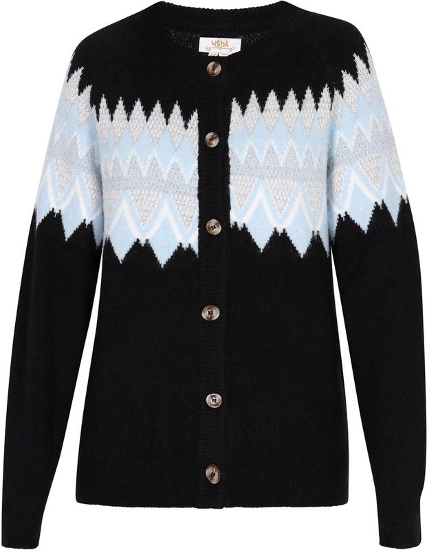 usha FESTIVAL - Gebreid Vest - Blauw - Grijs - Zwart