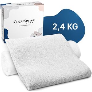CozySense® - Verzwaringsdeken Kind - 2.4Kg - Weighted Blanket - Zwaartedeken - Verzwaarde Deken - GLASS-Flow® Drukverdeling - Wasbare Hoes - Dubbelzijdig Materiaal voor Elk Seizoen - OEKO-TEX® Gecertificeerd en Hypoallergeen - 140 x 100cm - Wit
