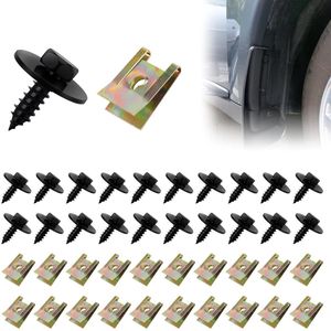 TRANKIELO® - 40 stuks plaatmoeren en U-vormige bevestigingsclips – Hoogwaardige schroeven voor auto-onderdelen