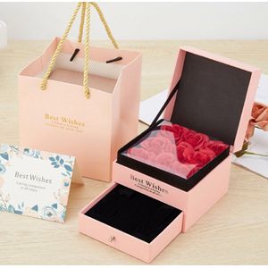 Liefdescadeau - Doos met kunststof rozen - eeuwige rozen - Juwelendoos - Perfecte valentijdscadeau - 12 x 12 x 9,5 cm