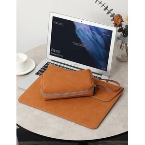 13,3-14 inch laptophoes met standaardfunctie compatibel met MacBook Pro 14 M2/M1 Pro/Max A2779 A2442 2021-2023, MacBook Air 13 inch 2010-2017, met accessoiretas-bruin (Smiley)