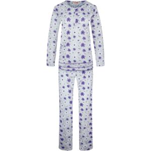Dames pyjamaset met bloemenprint M 36-38 grijs/paars