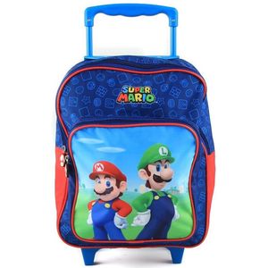 Super Mario Bross Trolley Rugtas - Kinder Trolley & Rugzak - 2 Vakken - Schooltas - Mario Tas