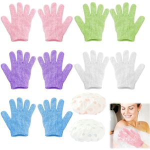 Peelinghandschoenen - Effectieve huidverzorging - set van 10 - diverse kleuren - nylon