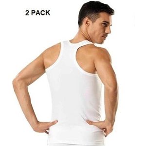 Marco Rossi Premium Kwaliteit - Halterhemd - Onderhemd - Hemden heren - Haltertop - Tanktop hemd - Katoen - Wit - 2Pack - Maat S