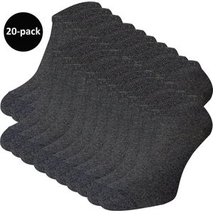 WeirdoSox enkelsokken Heren - 20-pack - Sneakersokken - Antraciet - Maat 39-42