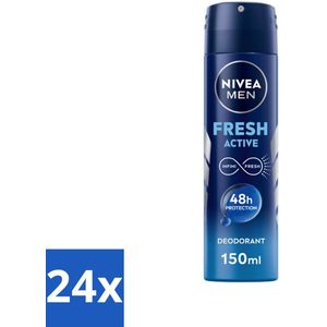24 x NIVEA MEN - Deodorant Spray - Fresh Active - 150 ml - Frisheid - Zweet - Geur - Deodorant - Mannelijke Geur