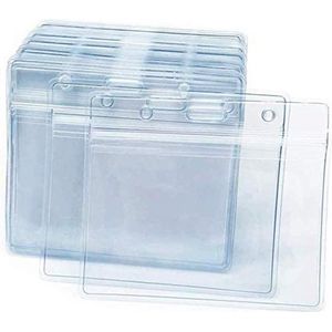 Fako Bijoux® - Badgehouder Plastic XL - ID Naamkaarthouder - Kaarthouder - 11.5x10cm - Transparant - Waterproof - 10 stuks