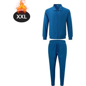 Livano Joggingpak - Huispak - Volwassenen - Trainingspak - Comfortabel - Joggingsbroek - Tracksuit - Heren - Rits - Blauw - S