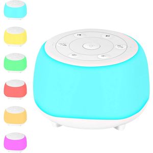 White Noise Machine - Draagbaar Slaapapparaat met 7 Kleuren Nachtlampje en 24 Kalmerende Slaapgeluiden, USB Oplaadbaar met 3 Timerfuncties, Vierkant