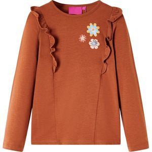 vidaXL-Kindershirt-met-lange-mouwen-bloemenprint-140-cognackleurig
