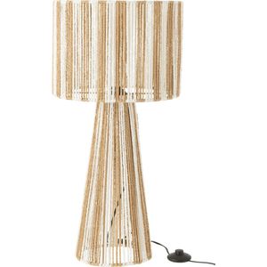 J-Line tafellamp Strepen Touwen - metaal/papier - wit/naturel