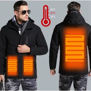 Heren Winterjas XL - Dikke USB Verwarmde Katoenen Jas, Waterdicht, Winddicht, Met Kap, Ideaal als Vaderdag Cadeau, Warme Winterjas, Winteroutfit, Verwarmde Winterjas