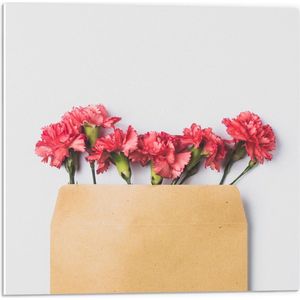 Forex - Enveloppe met Roze Bloemen - 50x50cm Foto op Forex