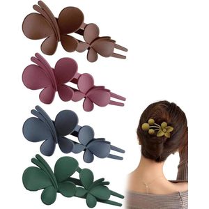 Allecto Premium - Haarspeld in vlindervorm voor dames en meisjes - Set van 4 - Groot formaat - Mat - Haarsieraden - Accessoires