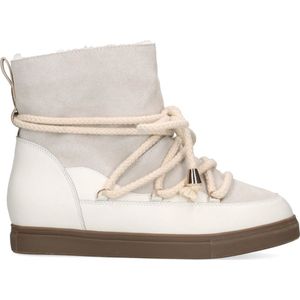 Manfield - Dames - Off white leren veterboots - Maat 40