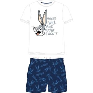 Bugs Bunny shortama/pyjama katoen wit/blauw maat 104