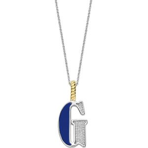 TI SENTO Dames Hanger - 925 zilver - Letter G - Blauw - 6840LB_G