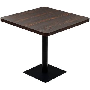 vidaXL Bistrotafel vierkant 80x80x75 cm MDF en staal donker essenkleur - Eetkamertafel - Eetkamertafels - Eettafel - Eettafels