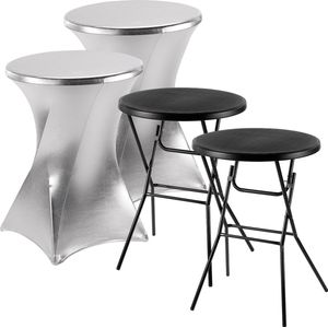 Bardi Stretch Statafelhoes - Statafelrok 2 Stuks - 80 x 110 cm. Zilver