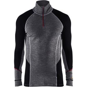 Blaklader Onderhemd zip-neck 100% merino XWARM 4699-1736 - Medium Grijs/Zwart - XS