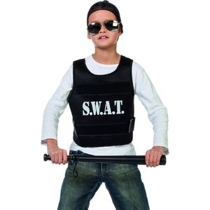 Wilbers & Wilbers - Politie & Detective Kostuum - Zwart No Sweat Swat Vest Kind - Zwart - One Size - Carnavalskleding - Verkleedkleding