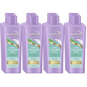 Andrélon Shampoo - Kokos Volume Boost - 12 x 250 ml - verrijkt met kokosextract en aloë vera